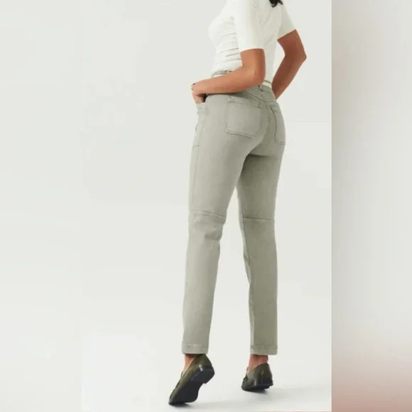 Spanx Stretch Twill Straight Leg Pull On Pants Olive Oil Green Women’s Size XL - Picture 11 of 12